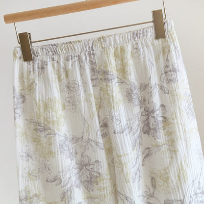 Ensemble pyjama en gaze de coton à motif floral