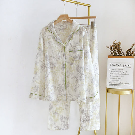 Ensemble pyjama en gaze de coton à motif floral