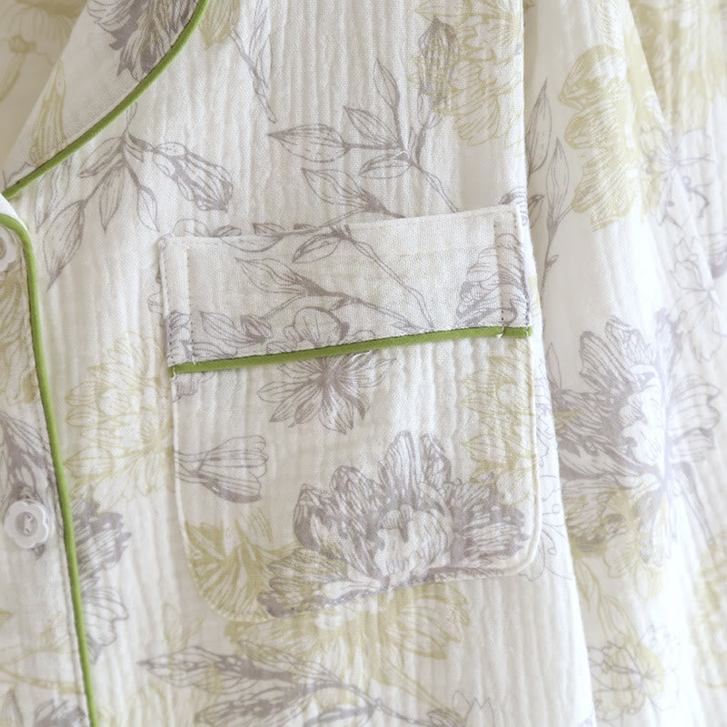 Ensemble pyjama en gaze de coton à motif floral