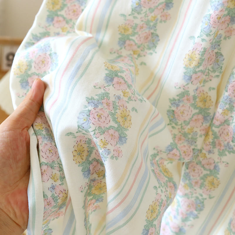 Ensemble pyjama en gaze de coton à motif floral