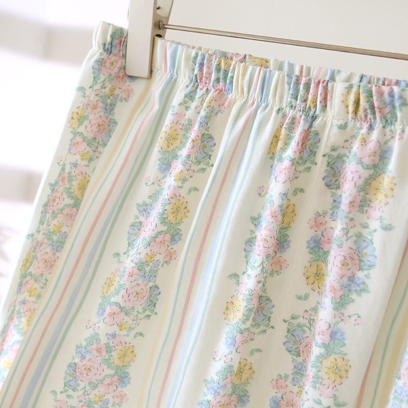 Ensemble pyjama en gaze de coton à motif floral