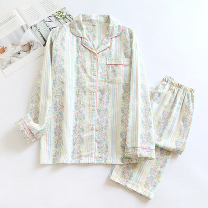 Ensemble pyjama en gaze de coton à motif floral