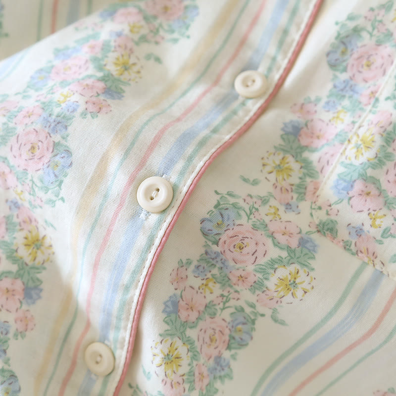 Ensemble pyjama en gaze de coton à motif floral