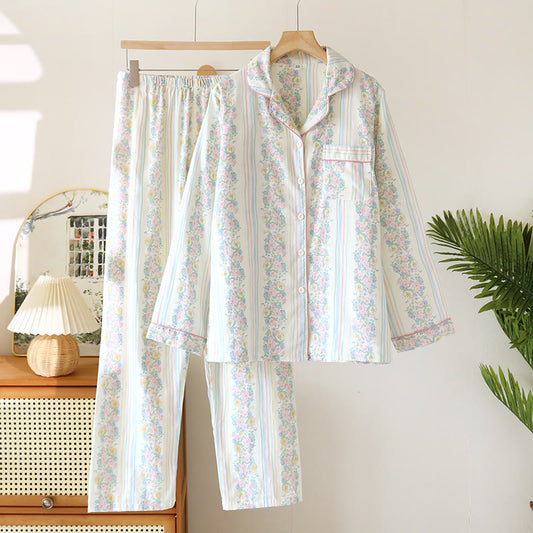 Ensemble pyjama en gaze de coton à motif floral