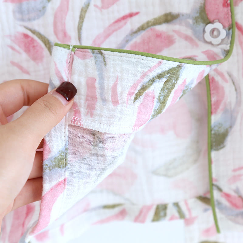 Ensemble pyjama en gaze de coton à motif floral et motif tulipe