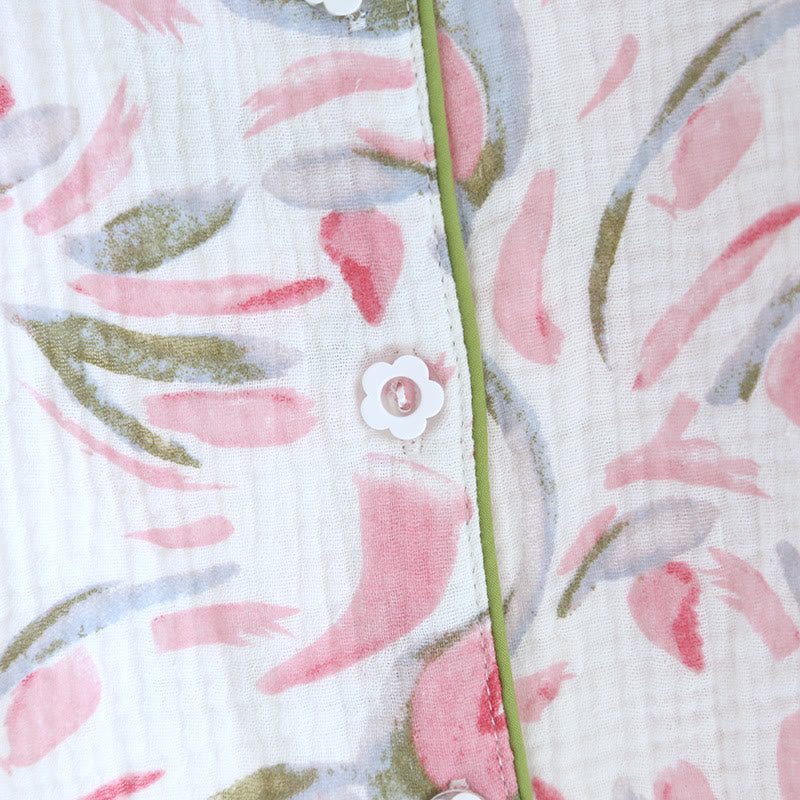 Ensemble pyjama en gaze de coton à motif floral et motif tulipe