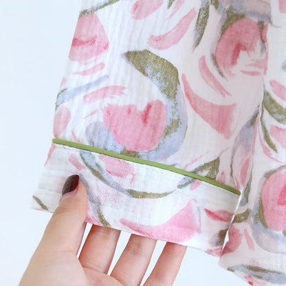 Ensemble pyjama en gaze de coton à motif floral et motif tulipe