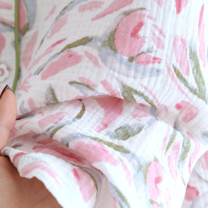 Ensemble pyjama en gaze de coton à motif floral et motif tulipe