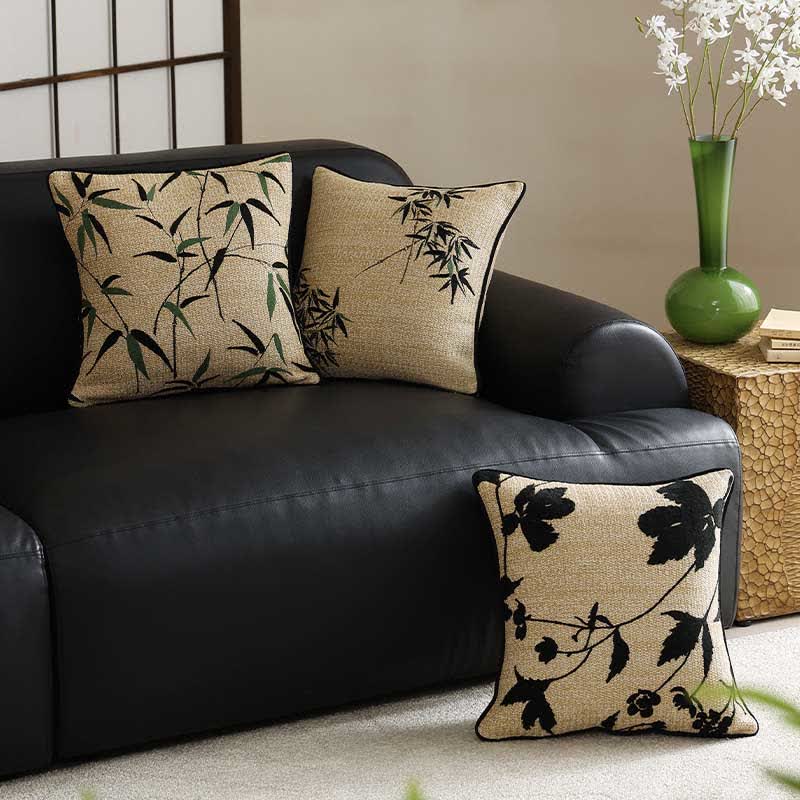 Housse de coussin décorative luxueuse en bambou de style pastoral