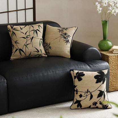 Housse de coussin décorative luxueuse en bambou de style pastoral