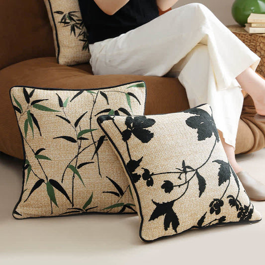 Housse de coussin décorative luxueuse en bambou de style pastoral