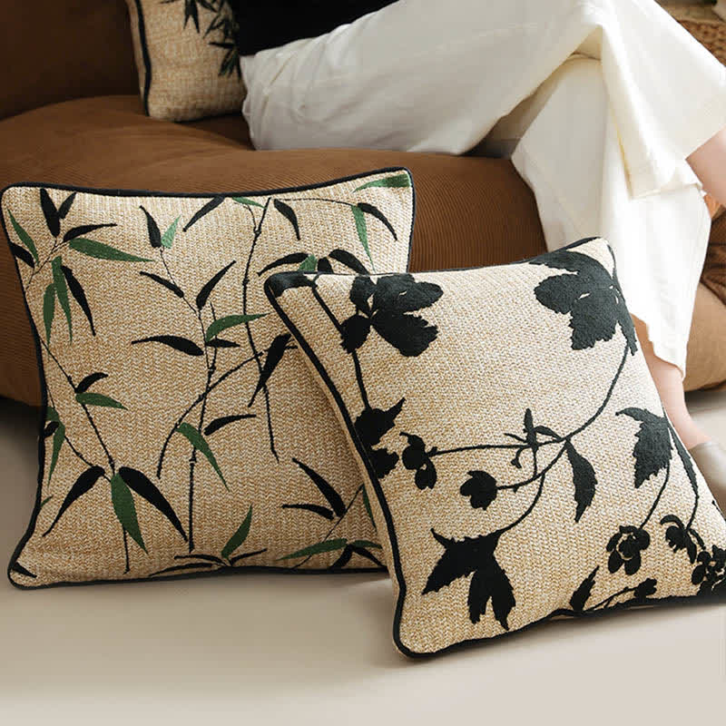 Housse de coussin décorative luxueuse en bambou de style pastoral