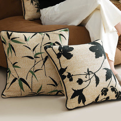 Housse de coussin décorative luxueuse en bambou de style pastoral