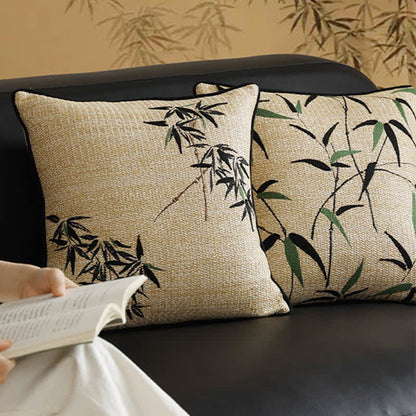 Housse de coussin décorative luxueuse en bambou de style pastoral