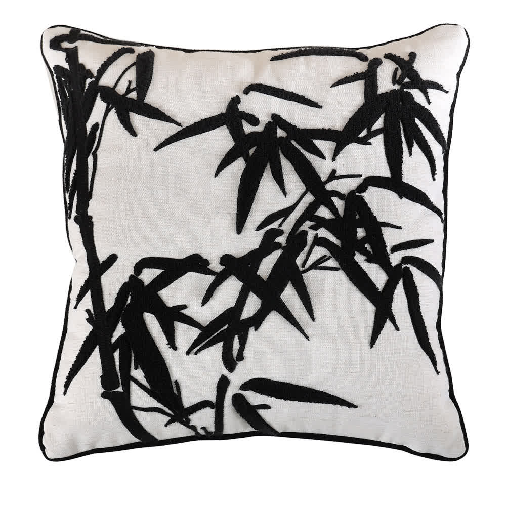 Housse de coussin décorative élégante brodée en bambou
