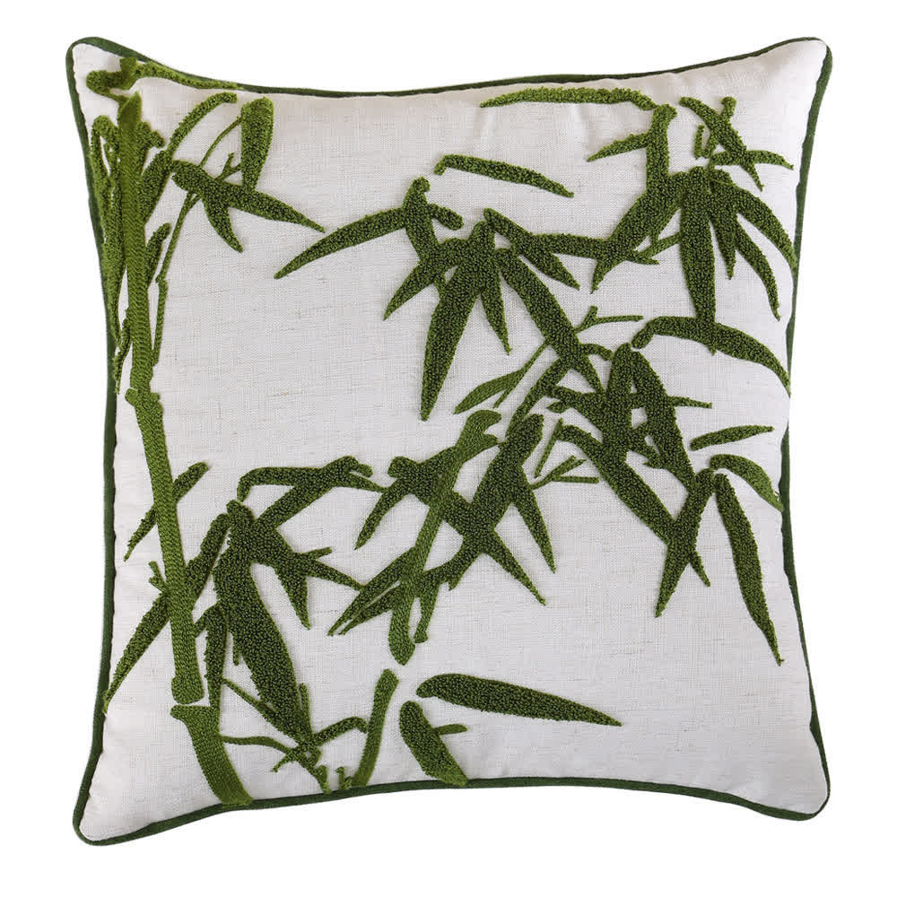 Housse de coussin décorative élégante brodée en bambou