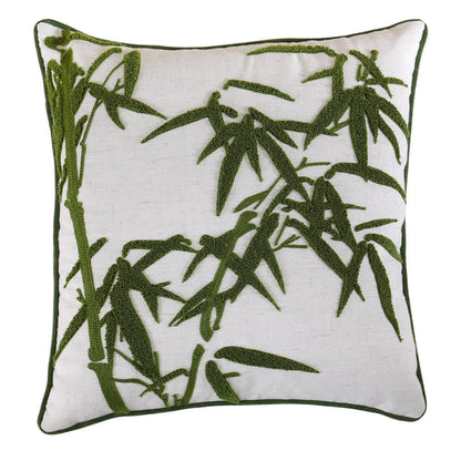 Housse de coussin décorative élégante brodée en bambou