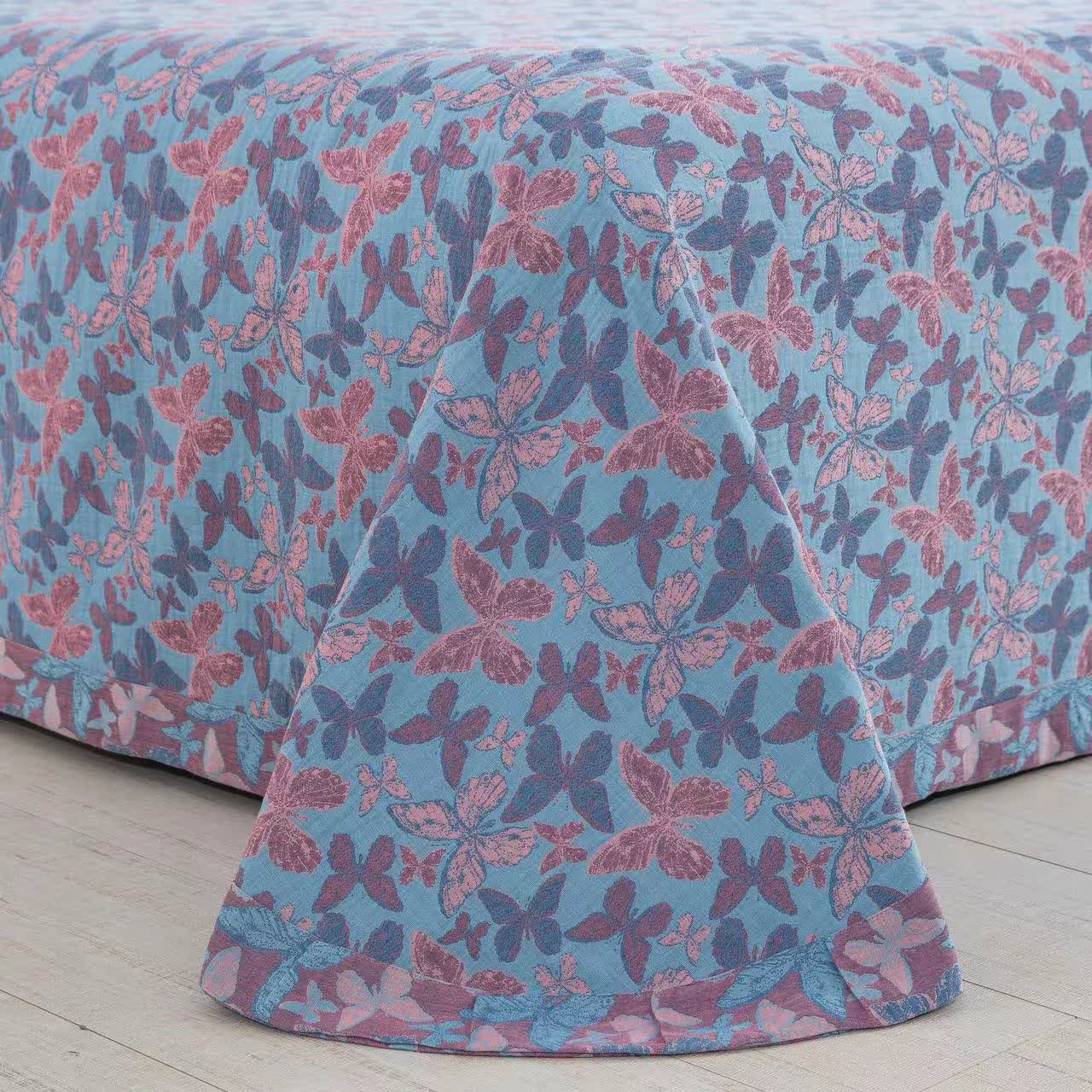 Parure de lit élégante en gaze de coton motif papillon (4 pièces)