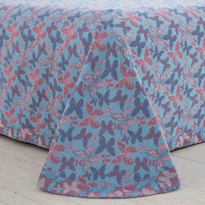 Parure de lit élégante en gaze de coton motif papillon (4 pièces)