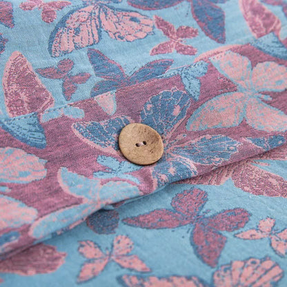 Parure de lit élégante en gaze de coton motif papillon (4 pièces)