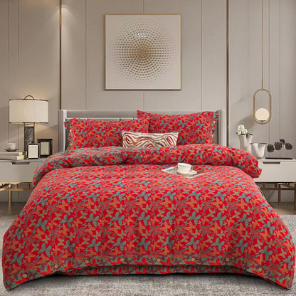 Parure de lit élégante en gaze de coton motif papillon (4 pièces)