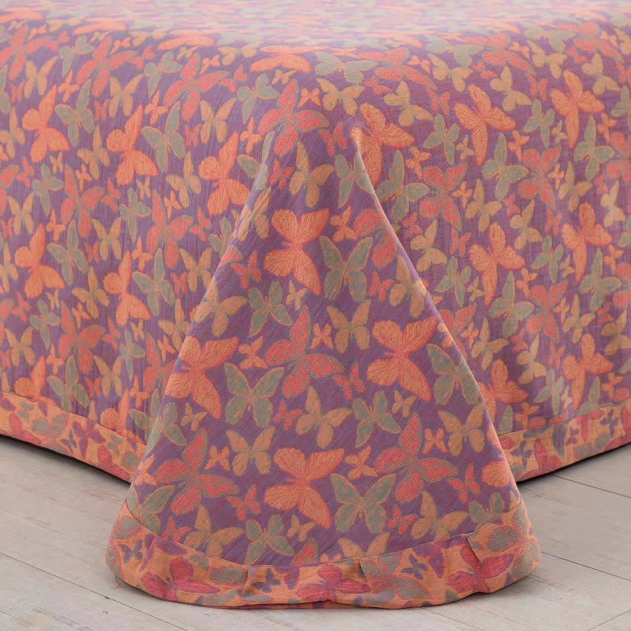 Parure de lit élégante en gaze de coton motif papillon (4 pièces)