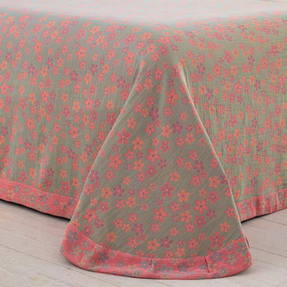 Parure de lit en gaze de coton avec boutons fleuris (4 pièces)