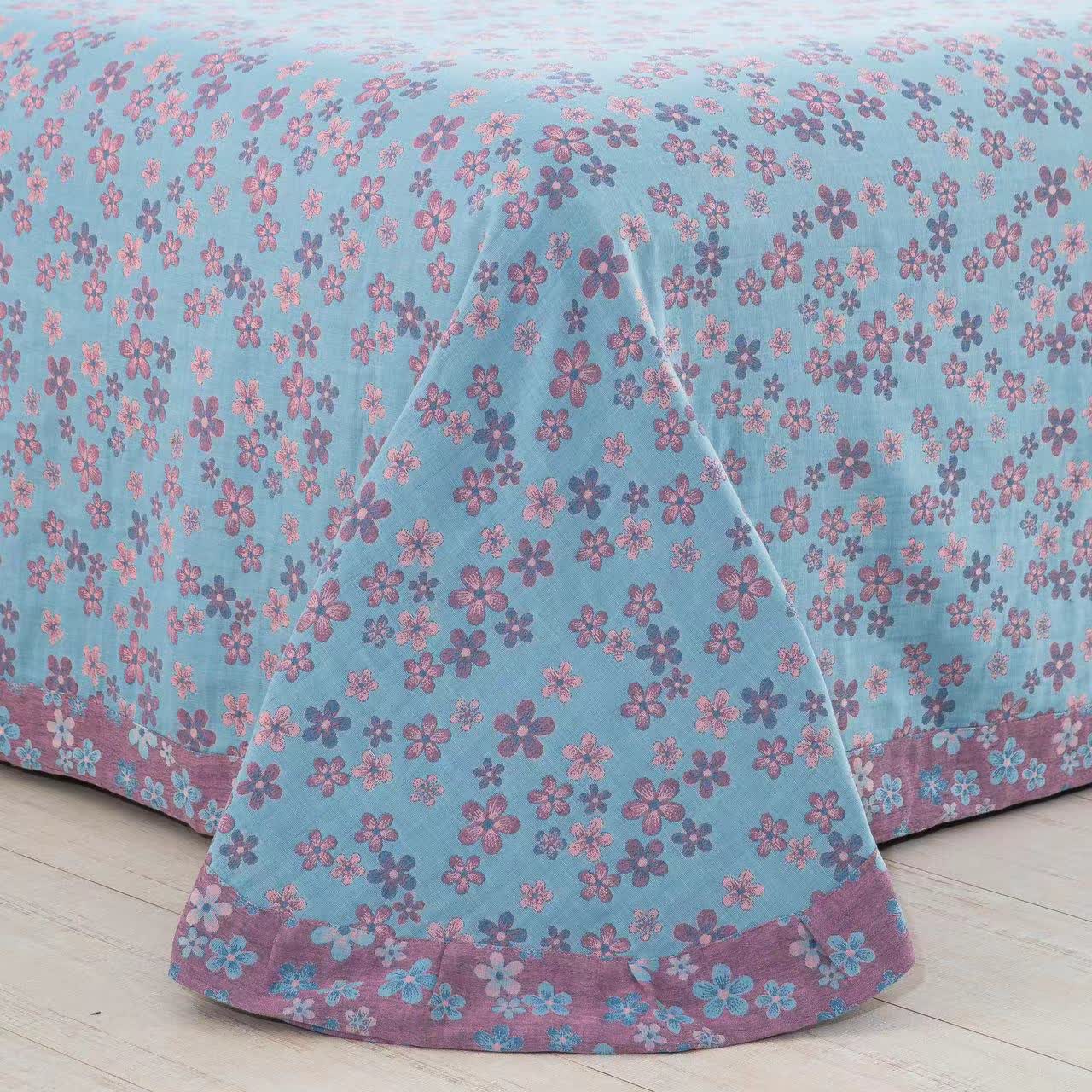 Parure de lit en gaze de coton avec boutons fleuris (4 pièces)