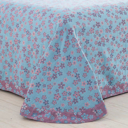 Parure de lit en gaze de coton avec boutons fleuris (4 pièces)