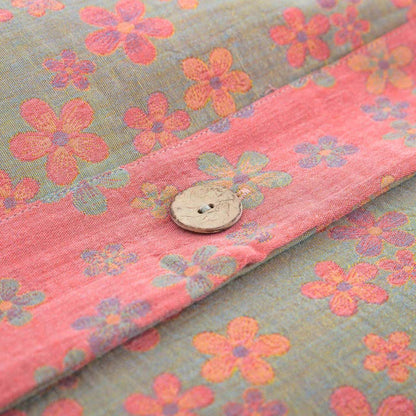 Parure de lit en gaze de coton avec boutons fleuris (4 pièces)