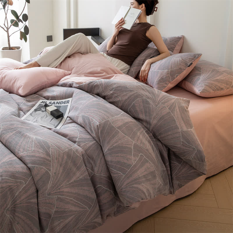 Parure de lit vintage en gaze de coton jacquard (4 pièces)