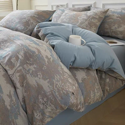 Parure de lit en gaze de coton style forêt rétro (4 pièces)