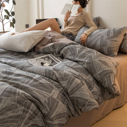 Parure de lit vintage en gaze de coton jacquard (4 pièces)