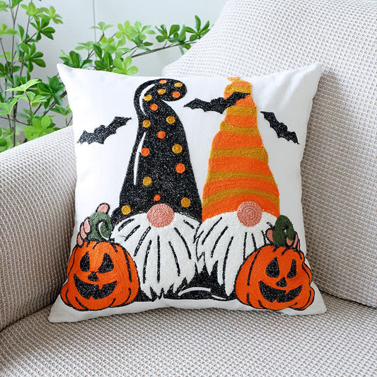 Taie d'oreiller citrouille brodée d'Halloween