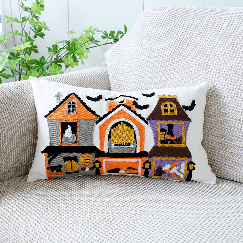Taie d'oreiller décorative brodée pour les fêtes d'Halloween