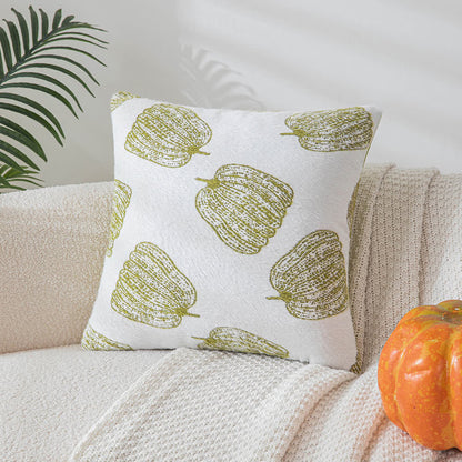 Taie d'oreiller en chenille motif citrouille festive d'Halloween