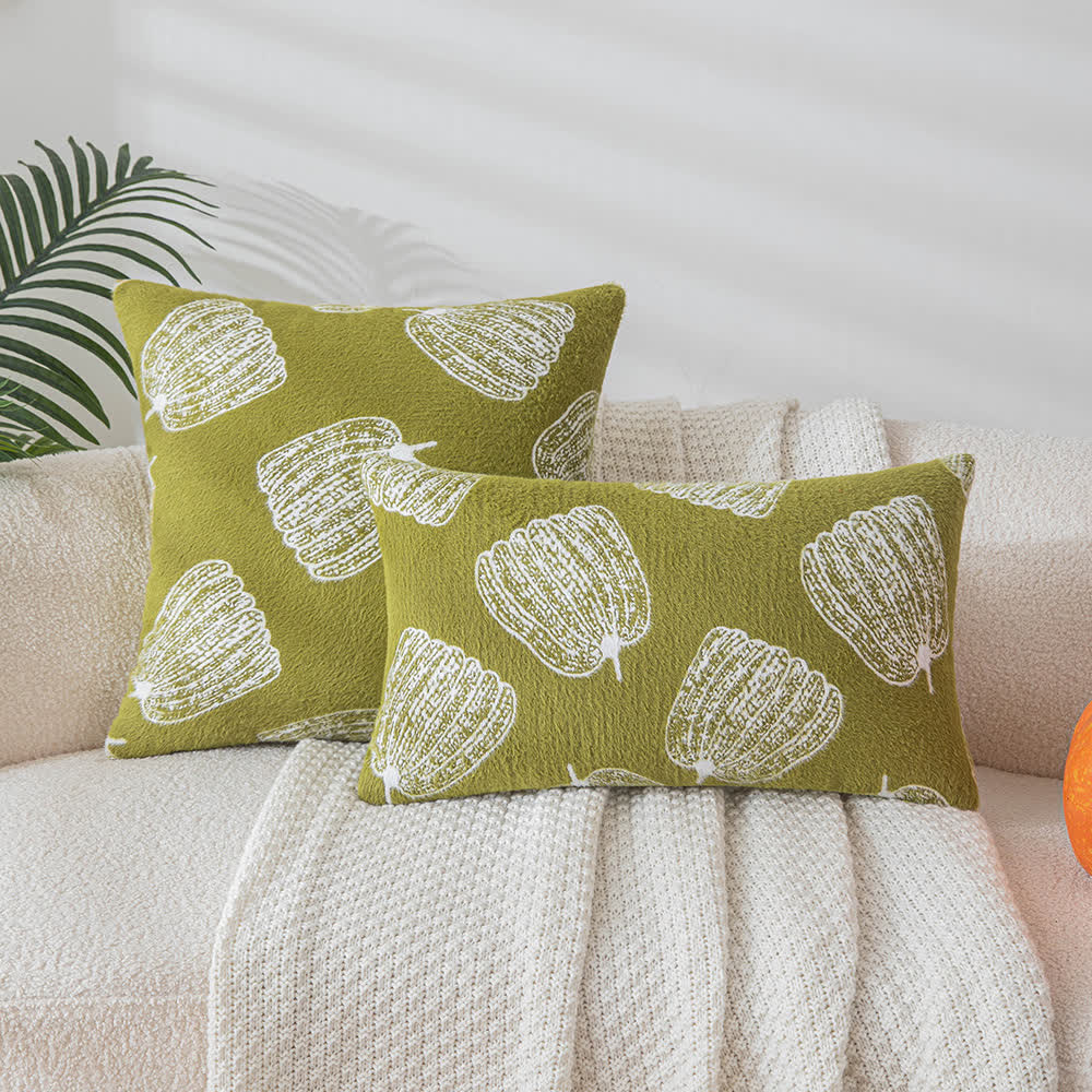 Taie d'oreiller en chenille motif citrouille festive d'Halloween