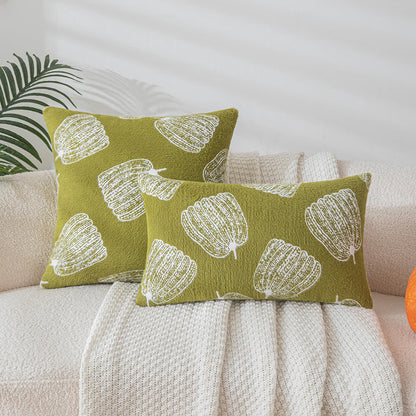 Taie d'oreiller en chenille motif citrouille festive d'Halloween