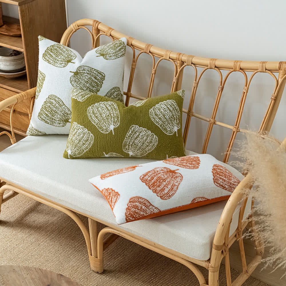 Taie d'oreiller en chenille motif citrouille festive d'Halloween