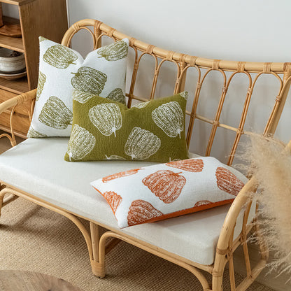 Taie d'oreiller en chenille motif citrouille festive d'Halloween