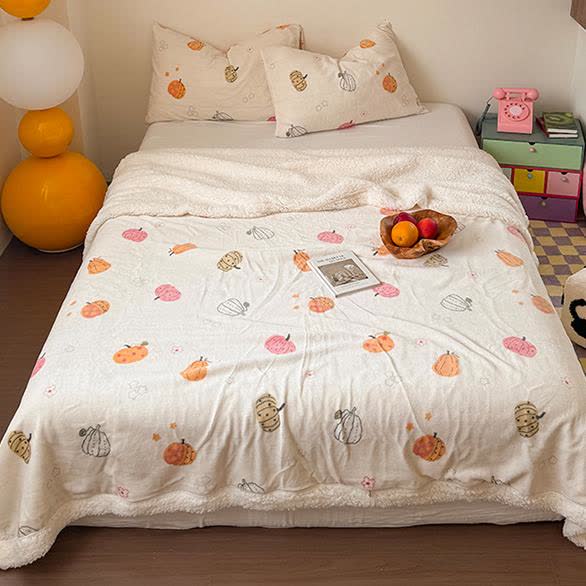 Couverture polaire Sherpa citrouille d'Halloween