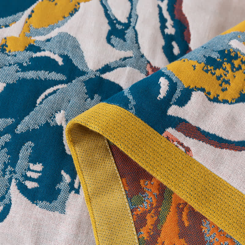 Serviette de bain en gaze de coton à quatre couches avec motif floral