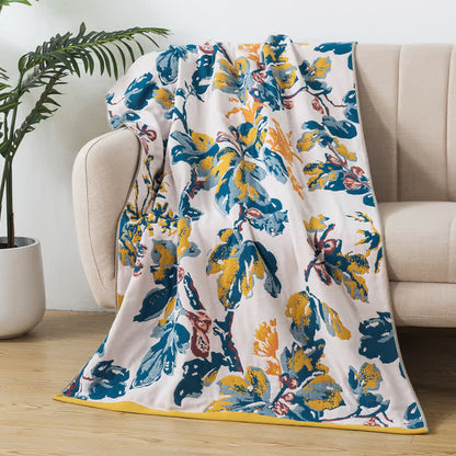Serviette de bain en gaze de coton à quatre couches avec motif floral