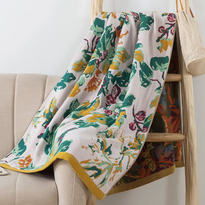 Serviette de bain en gaze de coton à quatre couches avec motif floral