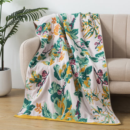 Serviette de bain en gaze de coton à quatre couches avec motif floral