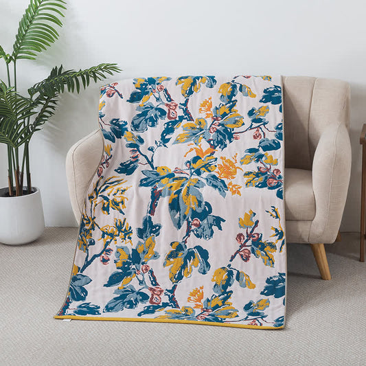 Serviette de bain en gaze de coton à quatre couches avec motif floral
