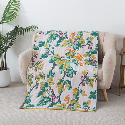 Serviette de bain en gaze de coton à quatre couches avec motif floral