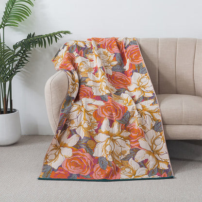 Serviette de bain en gaze de coton respirante avec motif de rose pastorale