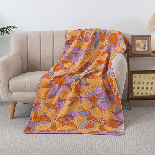 Serviette douce et absorbante en gaze de coton à motif floral