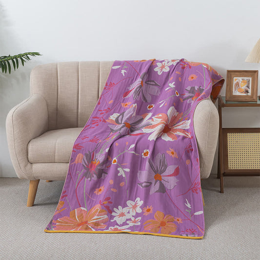 Serviette en gaze de coton douce avec motif floral vintage